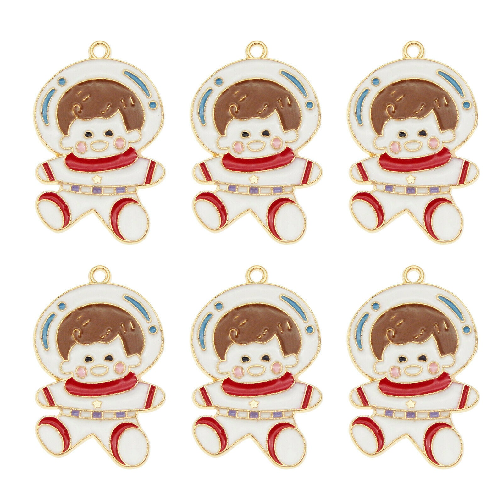 8 pcs Astronaut Boy Charm Enamel Pendant Earring Making Drop Dangle Alloy Crafts