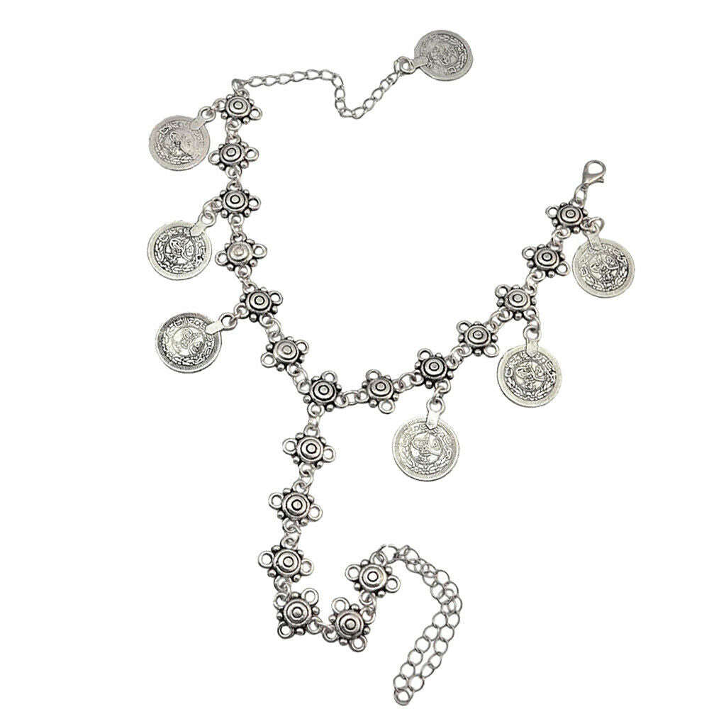 Bohemian Style Coin Toe Chain Link Anklets Bracelet Foot Jewelry Accessory