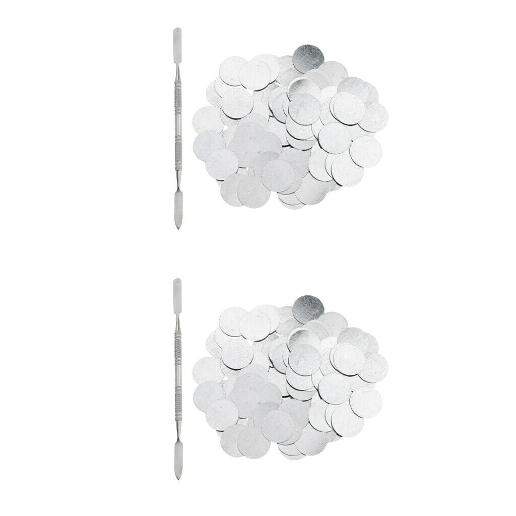 200x Empty Makeup Pans Stickers 2x Depotting Spatula for Eyeshadow Lipstick