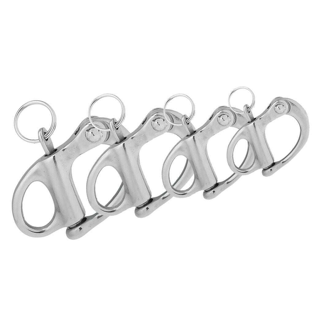 4pcs Multifunctional 304 Stainless Steel Spring Carabiner Fixed Bail Snap