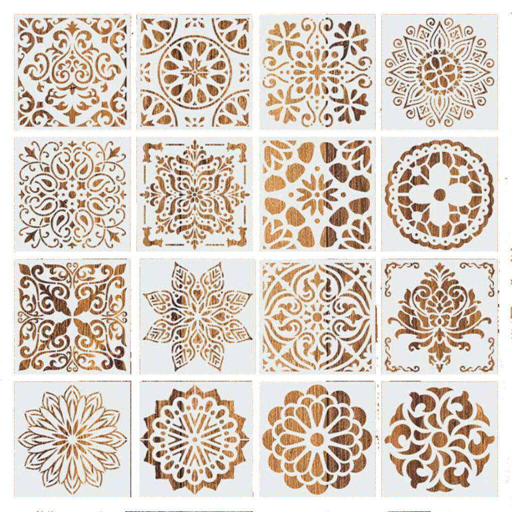 16Pcs/Set Wall Painting Stencils Mandala Templates Scrapbooking DIY Tools