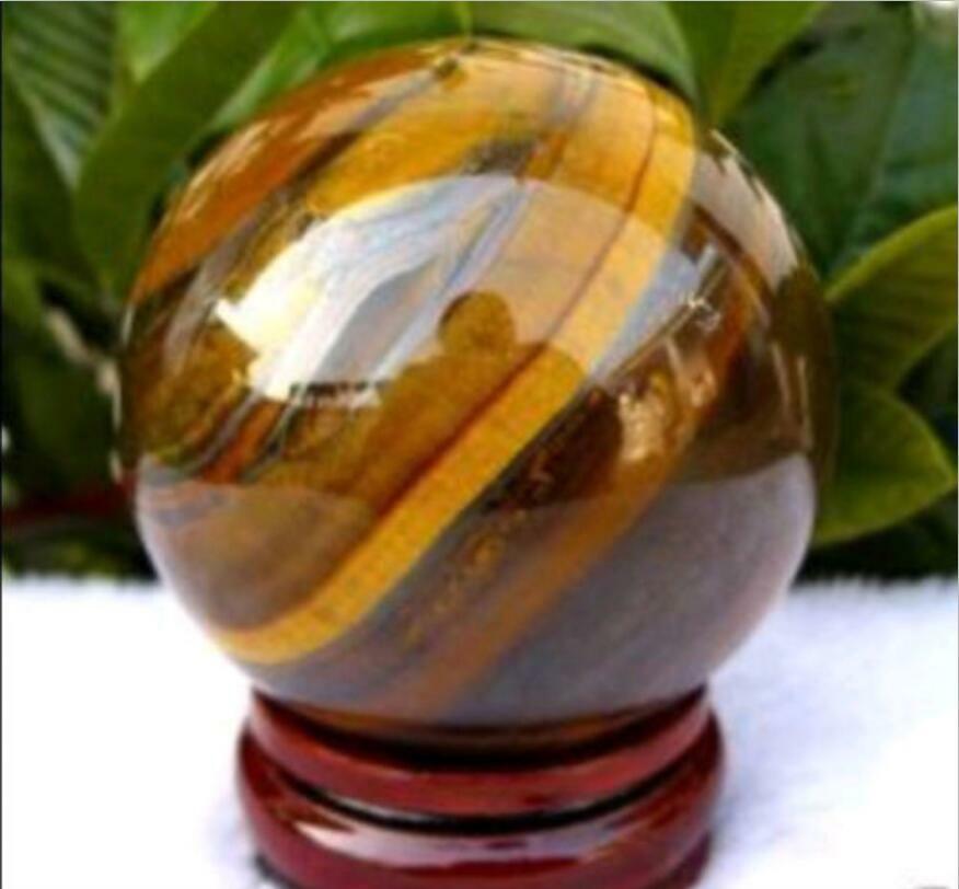 48-50mm Natural Tiger's Eye quartz crystal sphere ball + stand