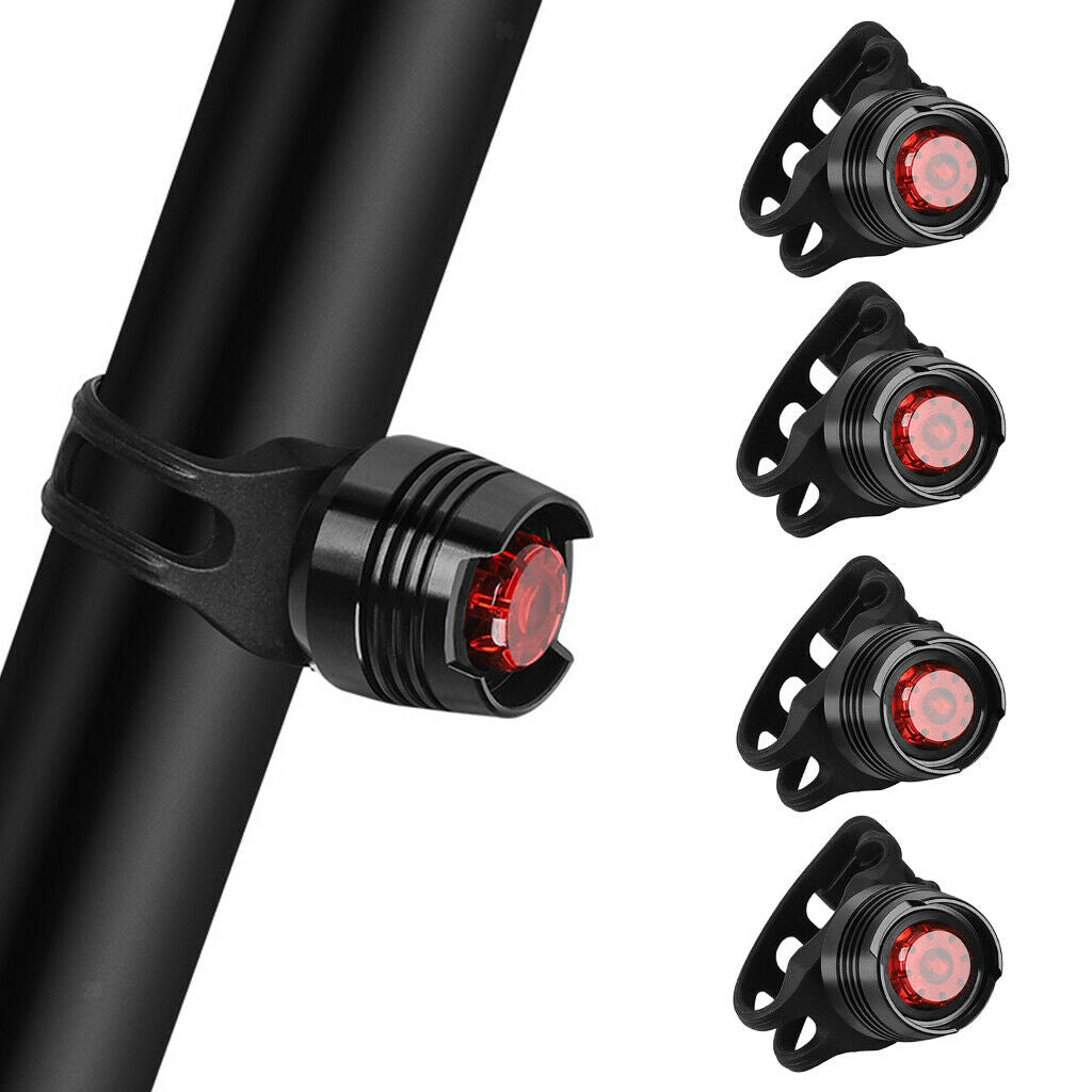 4 Packs Durable Bike Rear Light Tail Light Back Taillight Strap-on 27g