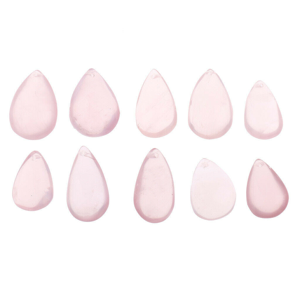 Natural Stone Cabochons Flat Round Pink Crystal Quartz Water Drop Home Decor