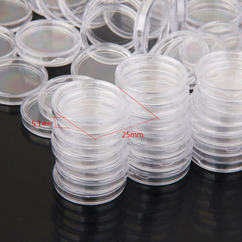 300pcs Memorial Coin Storage Capsules Collector Case 21mm&25mm&26mm Dia