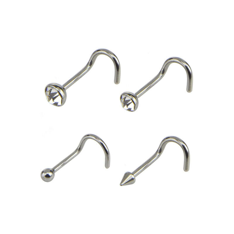 14Pcs/Set Rhinestone Nose Studs Hoop C Shape Ring Bone Bar Pin Piercing J.l8