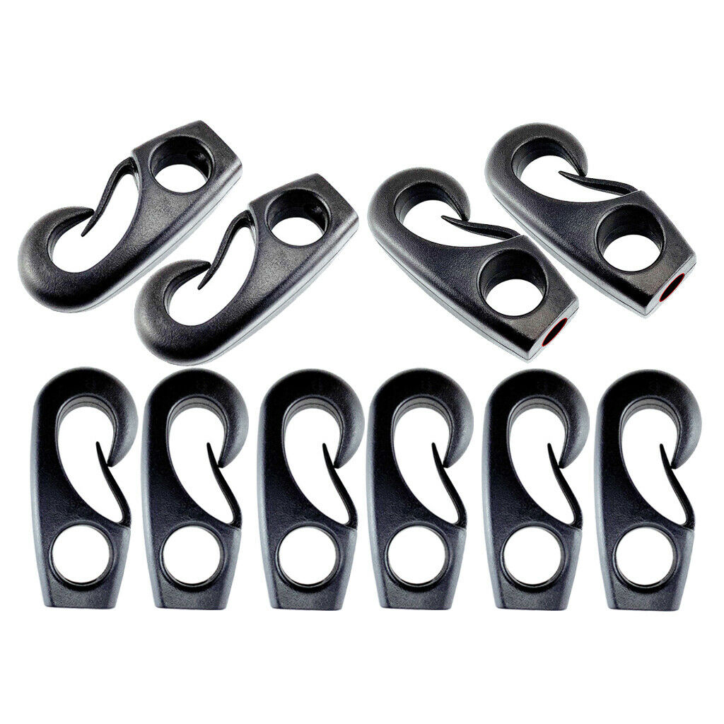 10 Pieces  55mm  Nylon Bungee Hook Shock Cord Hook  for kayaks, canoes, boats.