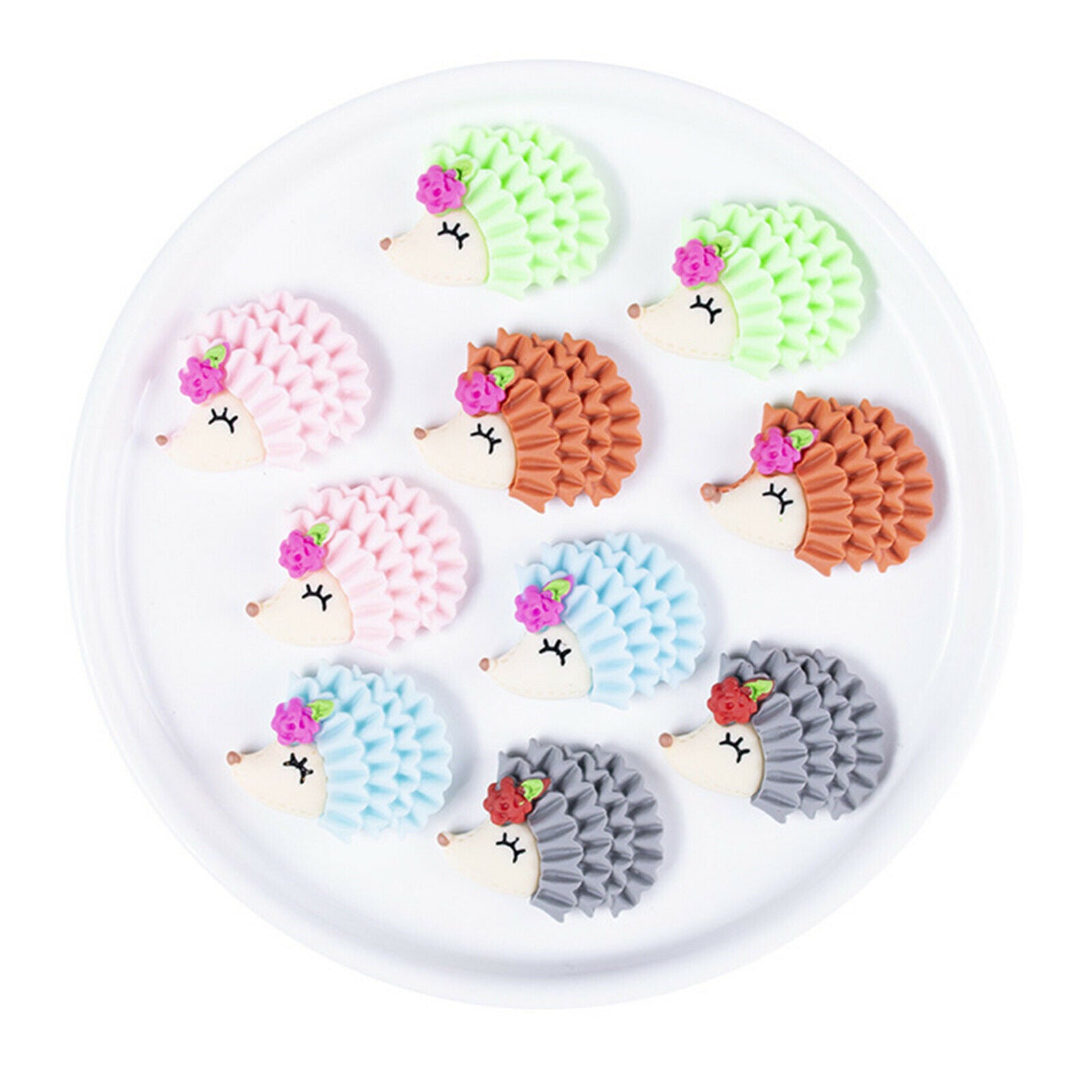 50pcs Cute Mixed Color Flat Back Little Hedgehog Animals Cabochons 24mmx30mm