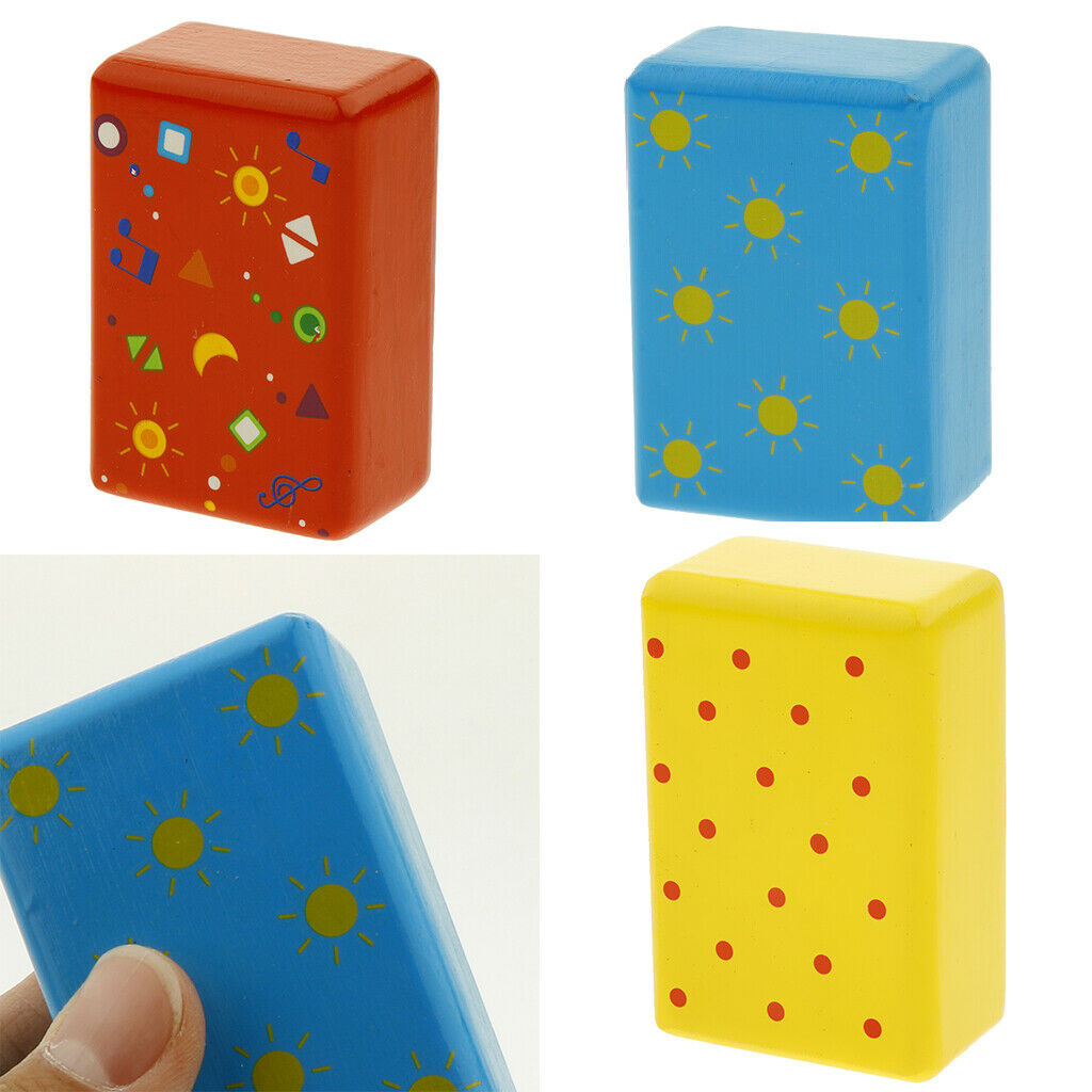 Wooden Cuboid Shaker Rattle for Baby Kids Early Developmental Toys Blue