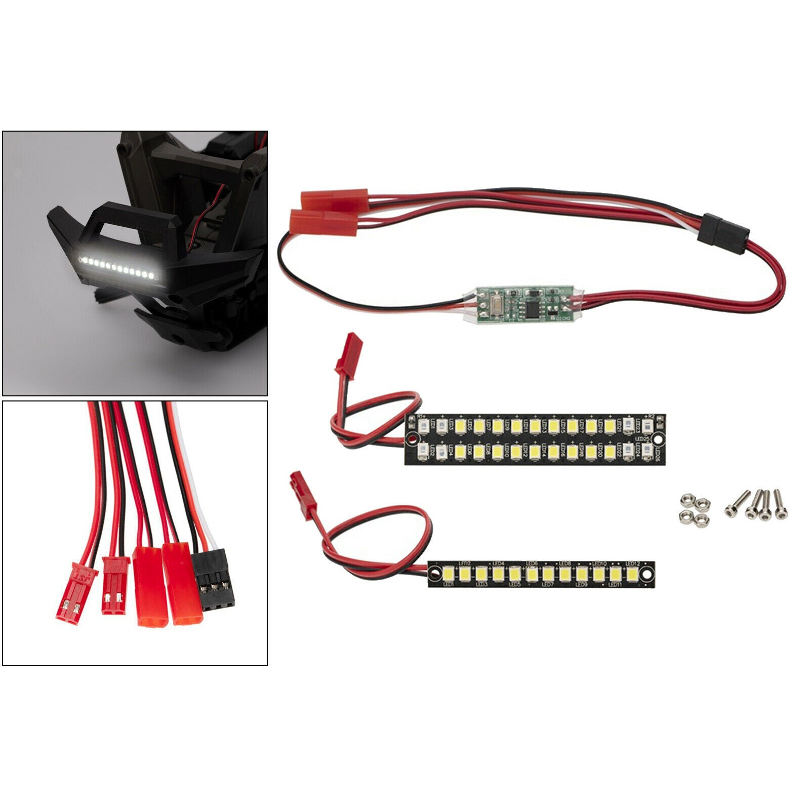 Waterproof Front Rear Bright Bumper LED Light Strips for 1:10 RC Accessories