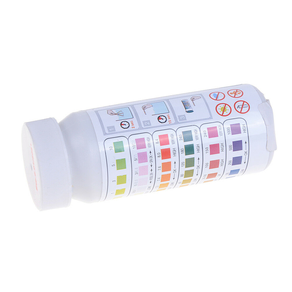 6 in1 swimming pool PH chlorine spa bromine acid test strip cyanuric alkalini Re