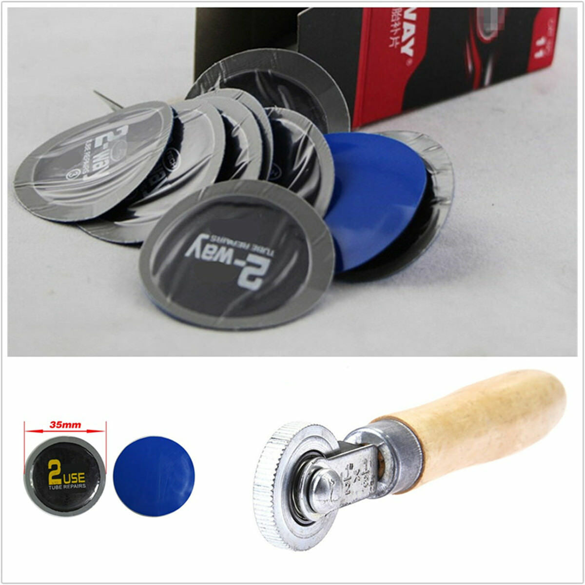 30pcs/Set Car Motorcycle Bicycle Tire Repair Rubber Patch +1pc Roller DIY Repair