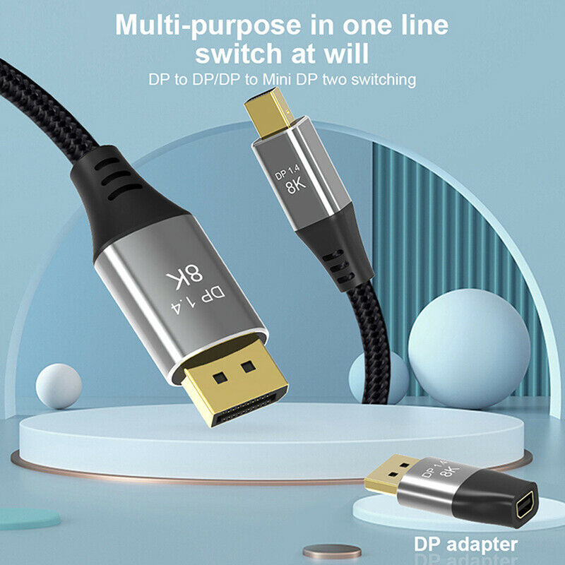 8K 60Hz Mini DP to DP Adapter 4K 144Hz DisplayPort Converter for Computer_AU