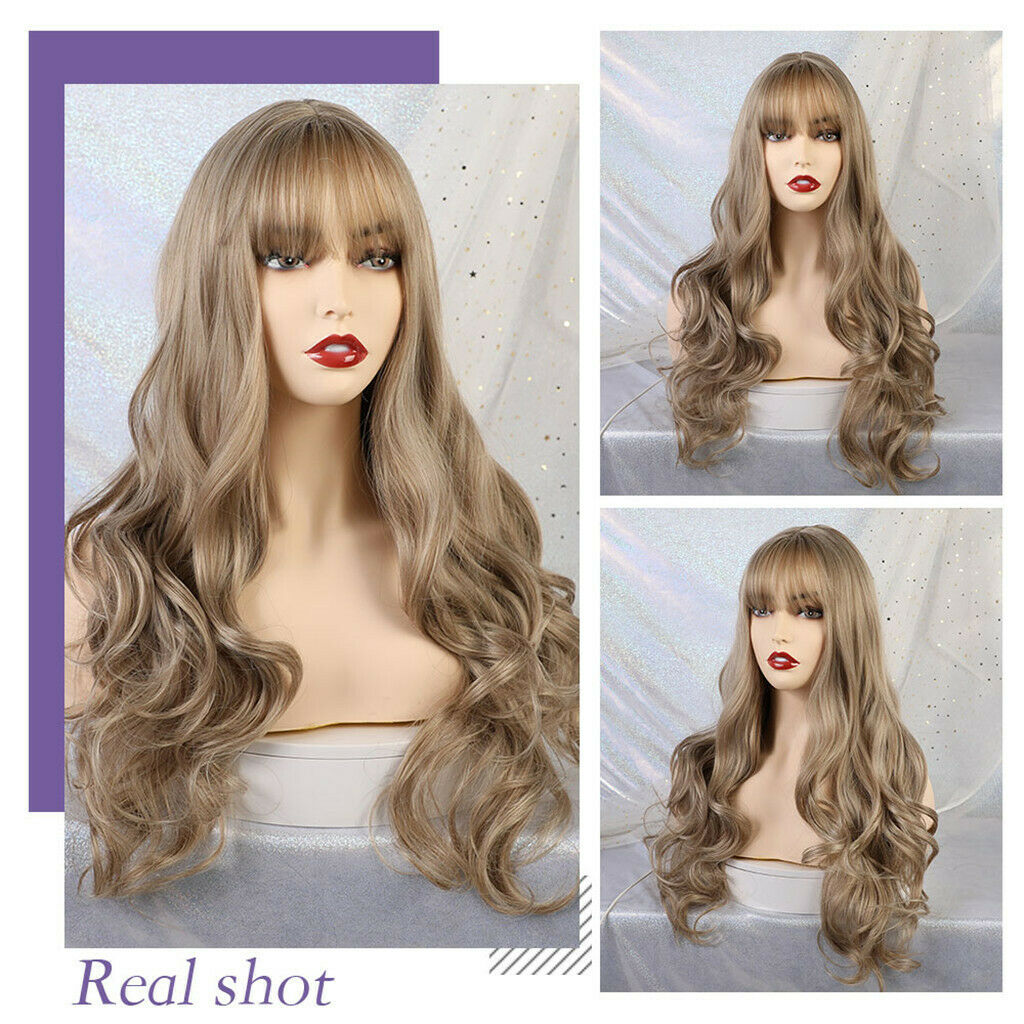 Natural Long Wavy Wigs Heat Resistant Synthetic Full Wigs for Women Daily Party