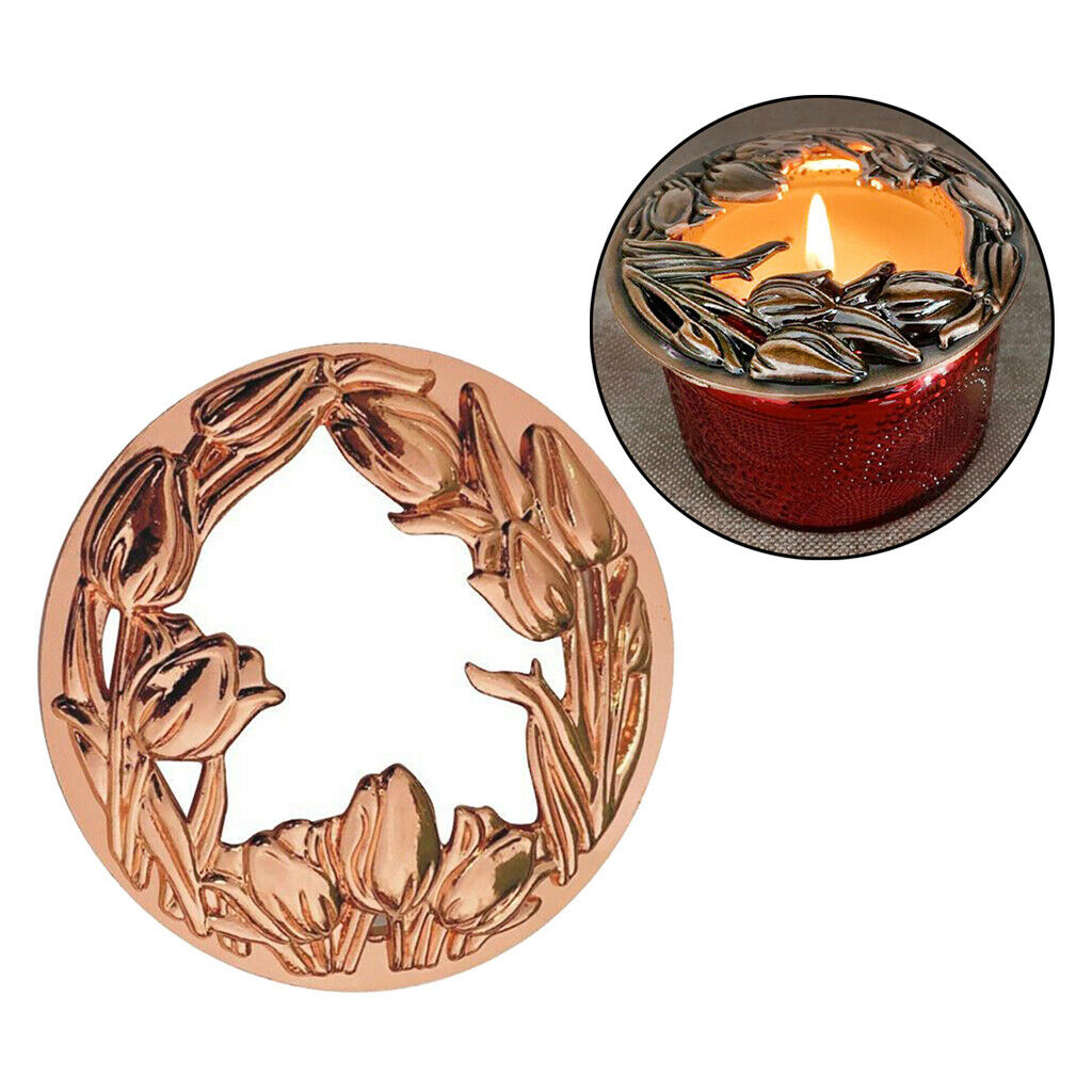 Jar Candle Toppers Accessories Sleeves Lid Flower Style rose golden