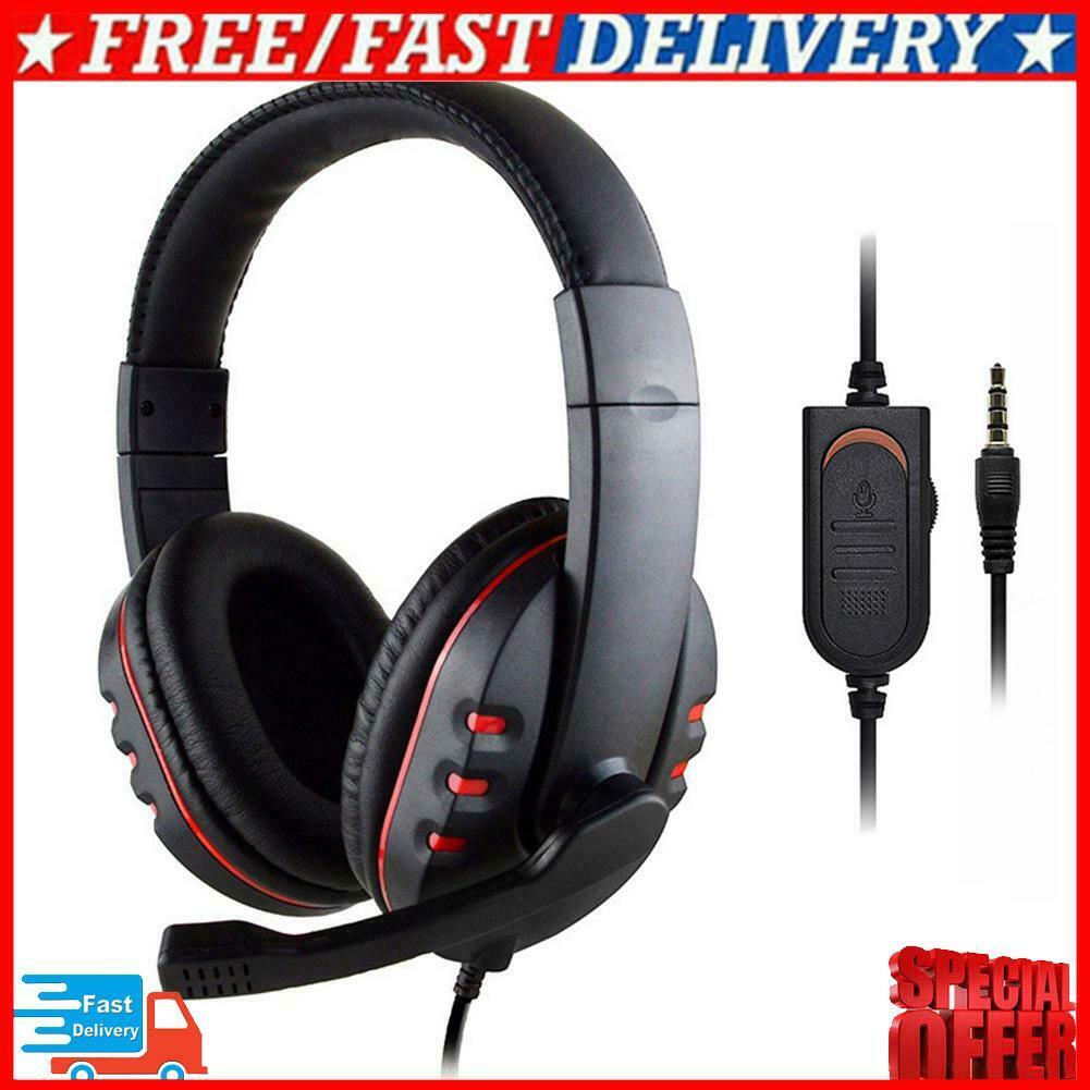 3.5mm Wired Gaming Headset Over Ear Headphones w/ Mic for PS4 Xbox One PC Gamer
