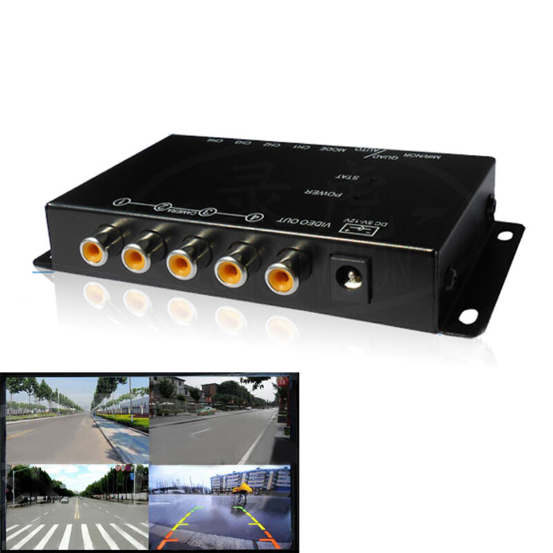 4-Way Front/Rear/Right/Left Parking View Camera Video Switch Combine Control Box