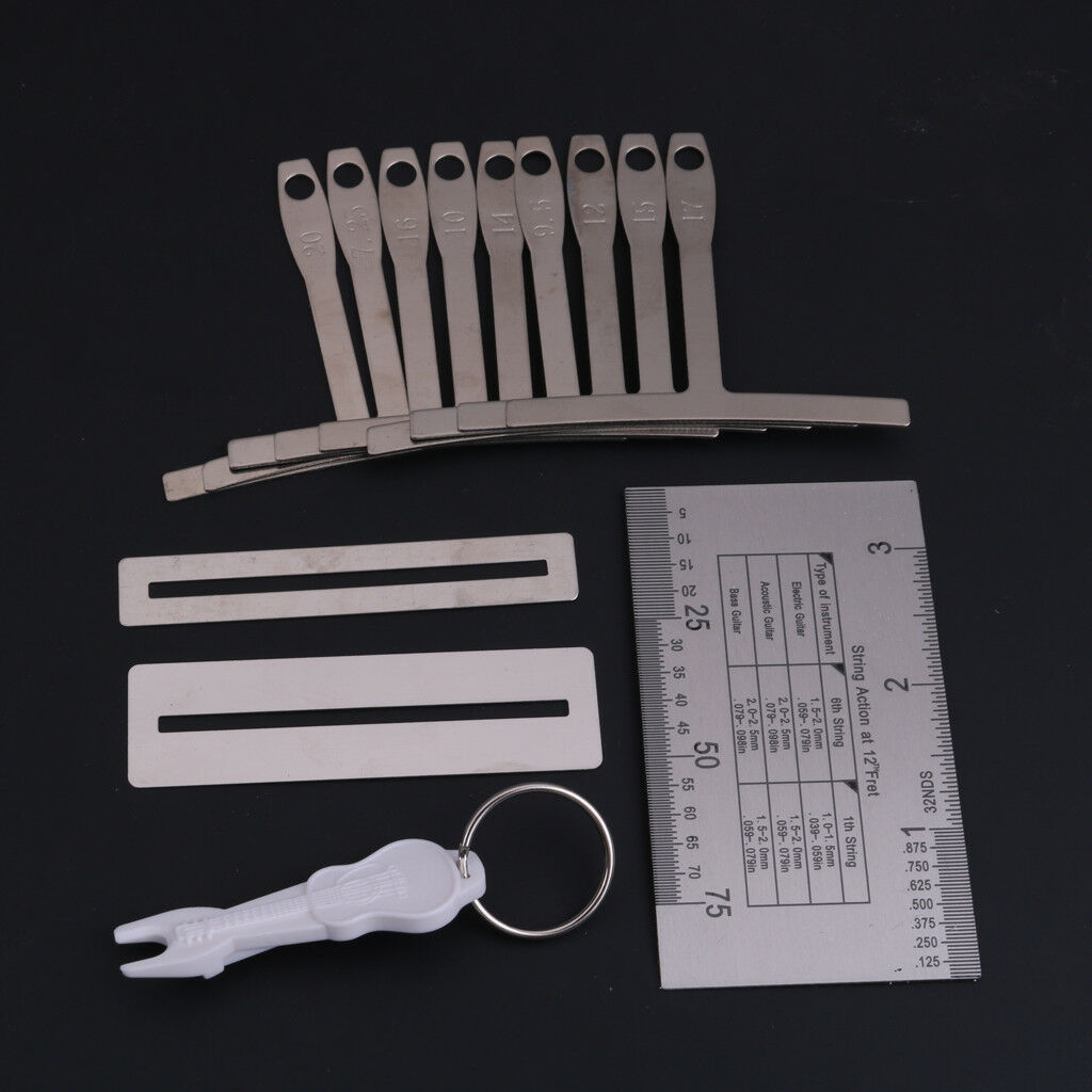 9pcs Stainless Steel Understring Radius Gauge+String Action Ruler+Pin Puller