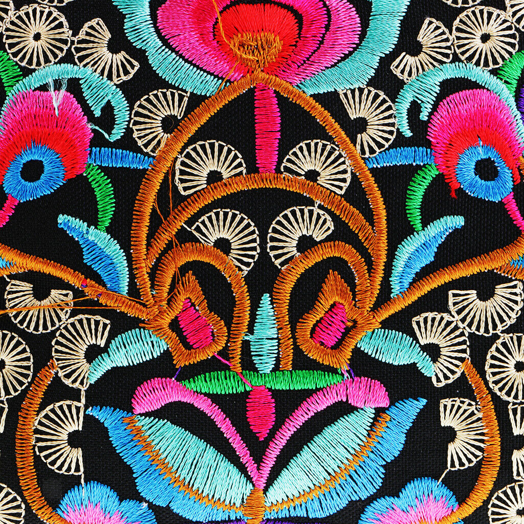 Ethnic Flower Embroidery Travel Single Shoulder Bag Handbag Double Faced