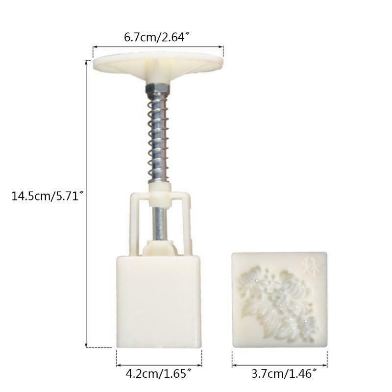 Four Season Flowers Square Hand Pressed Mooncake Mold 4 Stamps Baking Tools