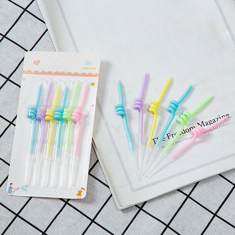 6*Birthday Cake Candles Curve Thread Rainbow Candle Kids Birthday Cake De.l8