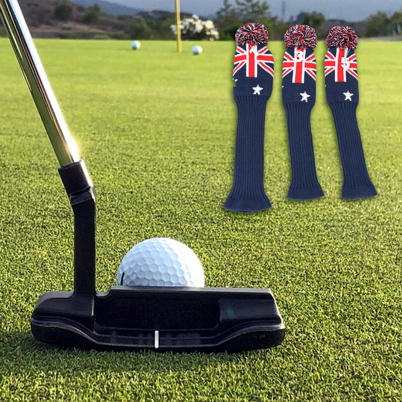 3pcs Golf Wood Head Cover Knit Driver Headcover Drivers Covers Golfer Gift