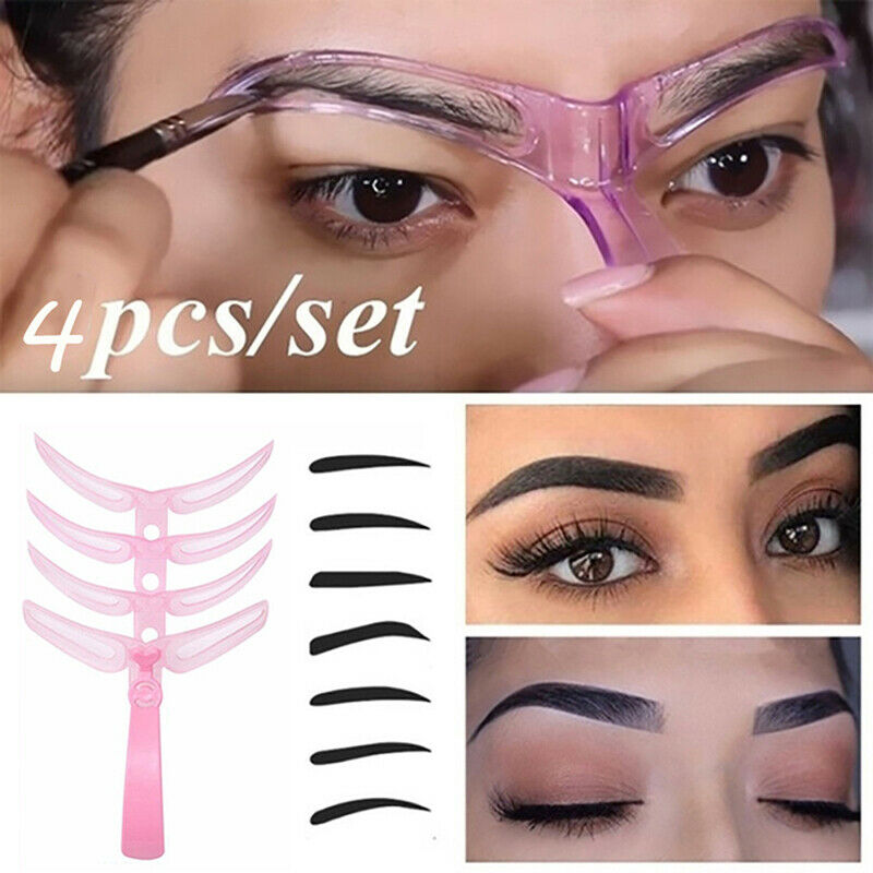 4 in1 Eyebrow Mold Eyebrow Stencils Reusable Design Eyebrow Grooming CardBWU NC