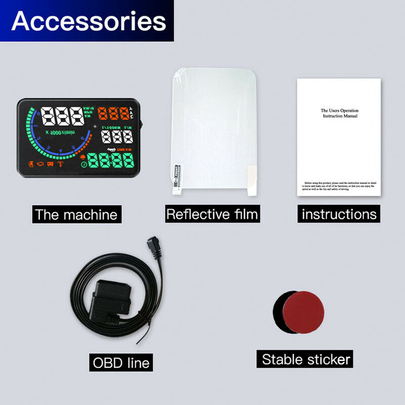 5.5" Car HUD Head Up Display OBD2 Diagnostic Tool Projector Digital Speedometer