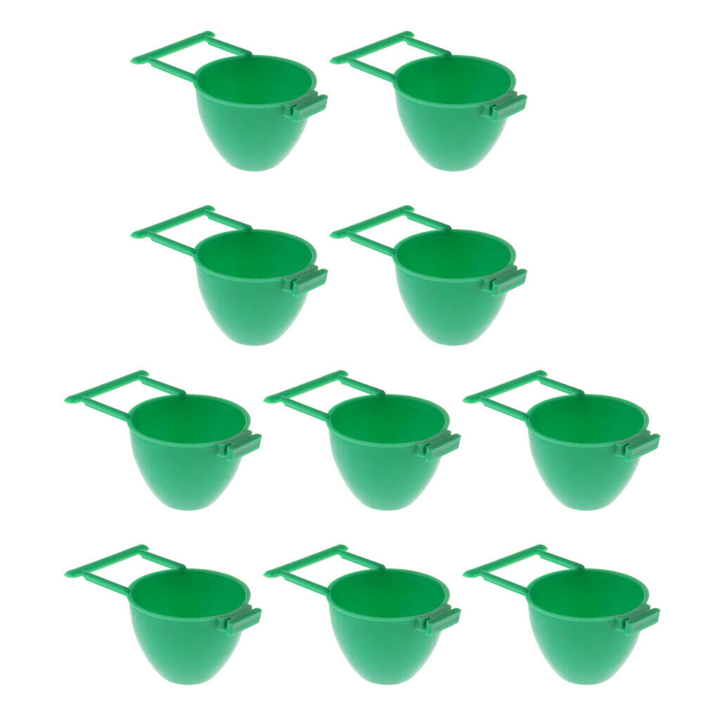 10 Pcs Cup Hanging Feed & Water Cage Cups for Quail Poultry Bird Parrot