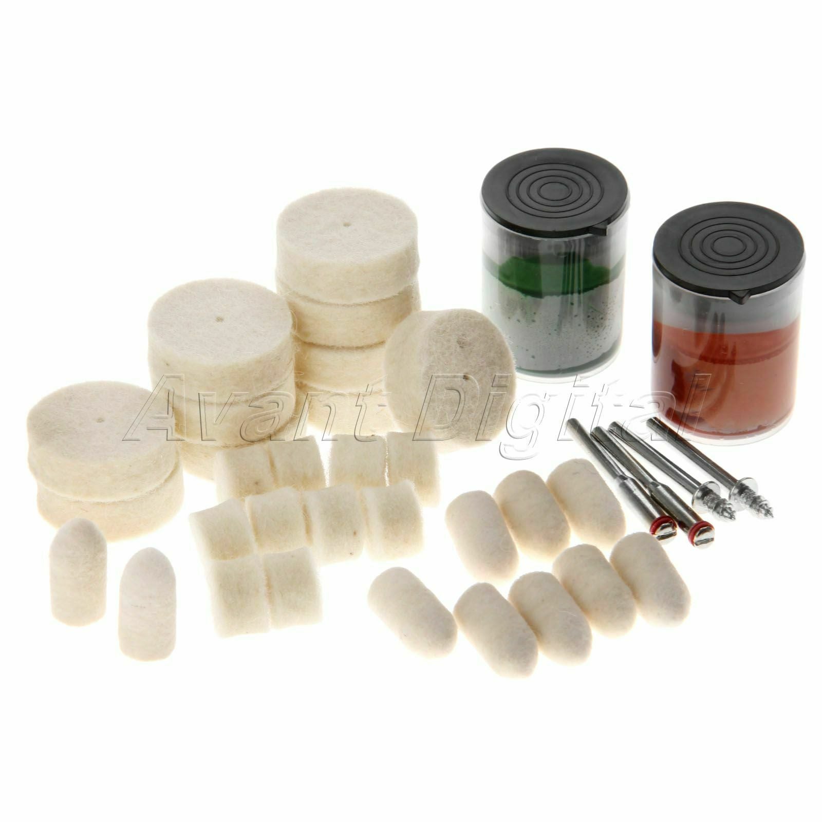 36Pcs 1/8" Soft Felt Polishing Kits Rotary Compound Set Buffing Burr Wheel Tools
