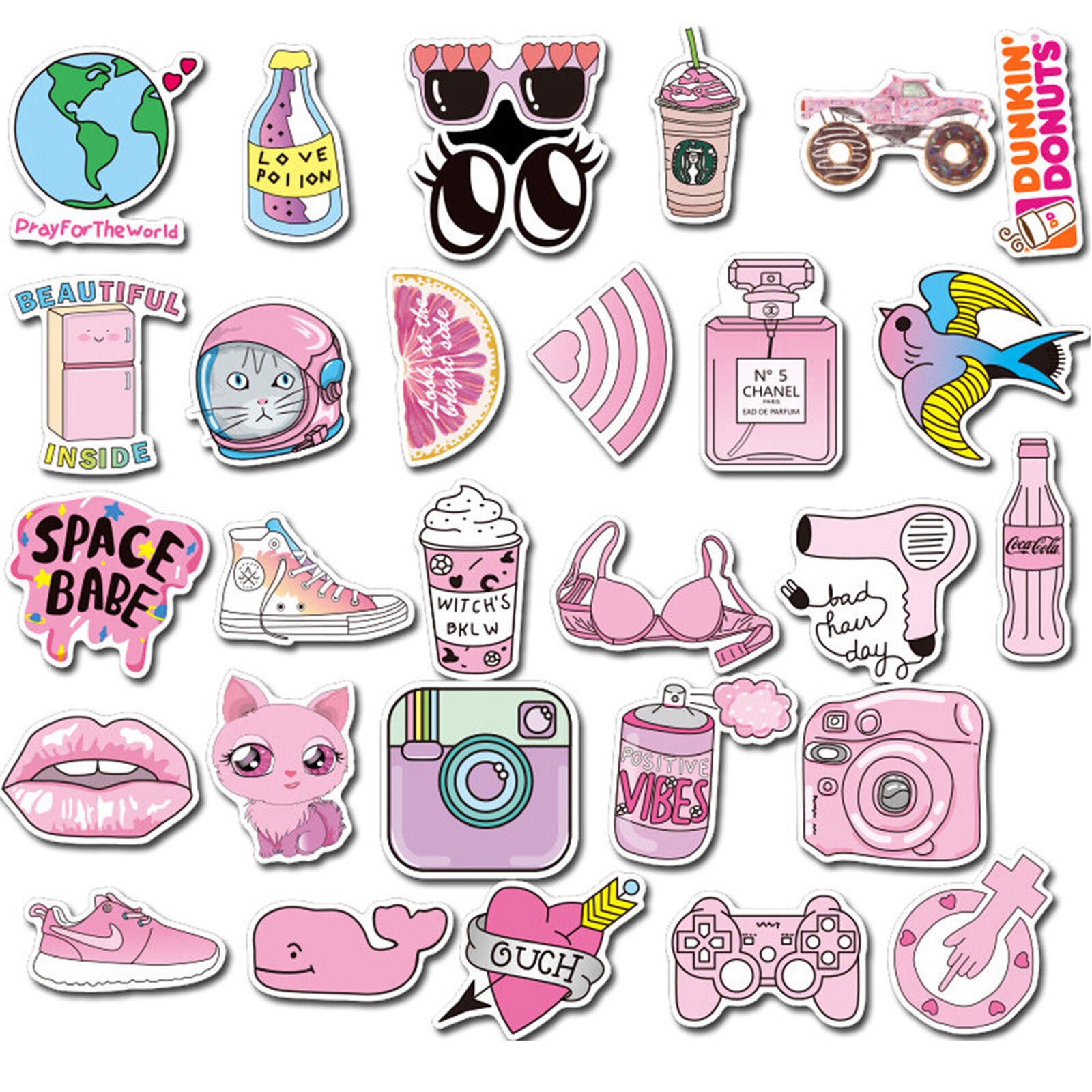 50pcs/lot Anime Cartoon PVC Stickers for Luggage Laptop Skateboard Guitar Decals