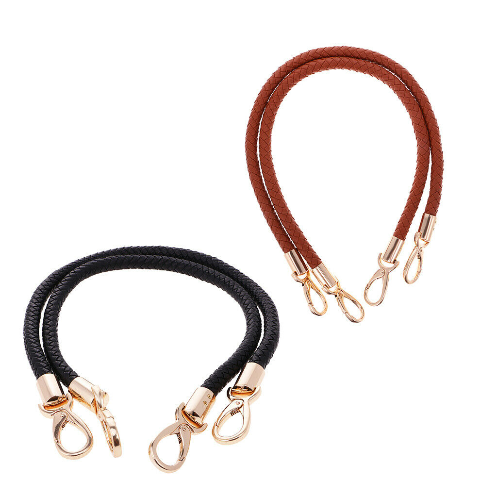 4Pcs DIY Shoulder Bag Braided Strap Replacements Handbag Handle Black+Brown
