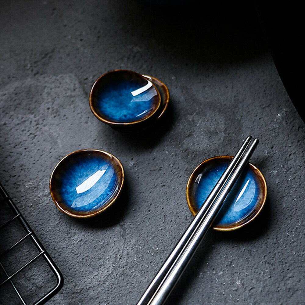 1Pc Ceramic Blue Glaze Chopstick Holder Cutlery Rest Rack Tableware Table Decor