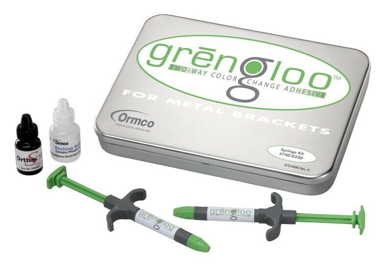 Dental Ormco Grengloo Syringe Kit Ortho Solo Syringes Etching Solution Spatulas
