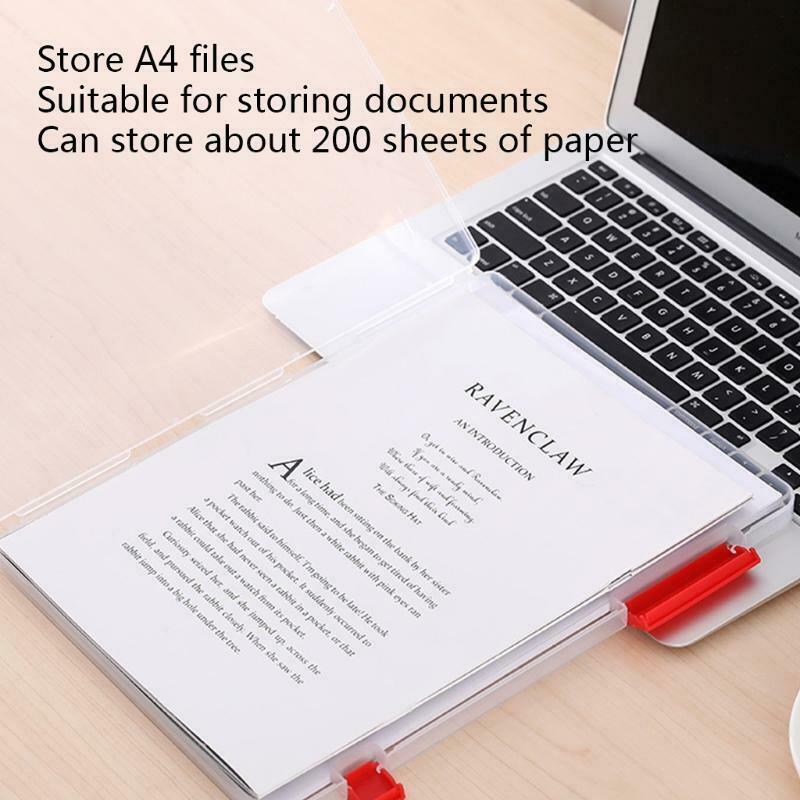 A4 Plastic Portable Case Document File Folder Transparent Paper Organizer Box