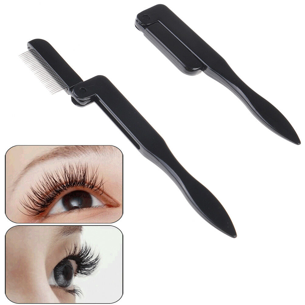 Foldable eyelash comb metal eyebrow brush tool mascara separator lash cur.l8