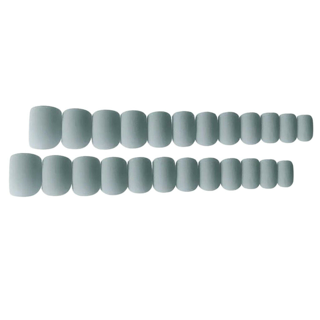 24Pcs Gray Ballerina Coffin Nails Full Cover Short False Nails Art Tips Set