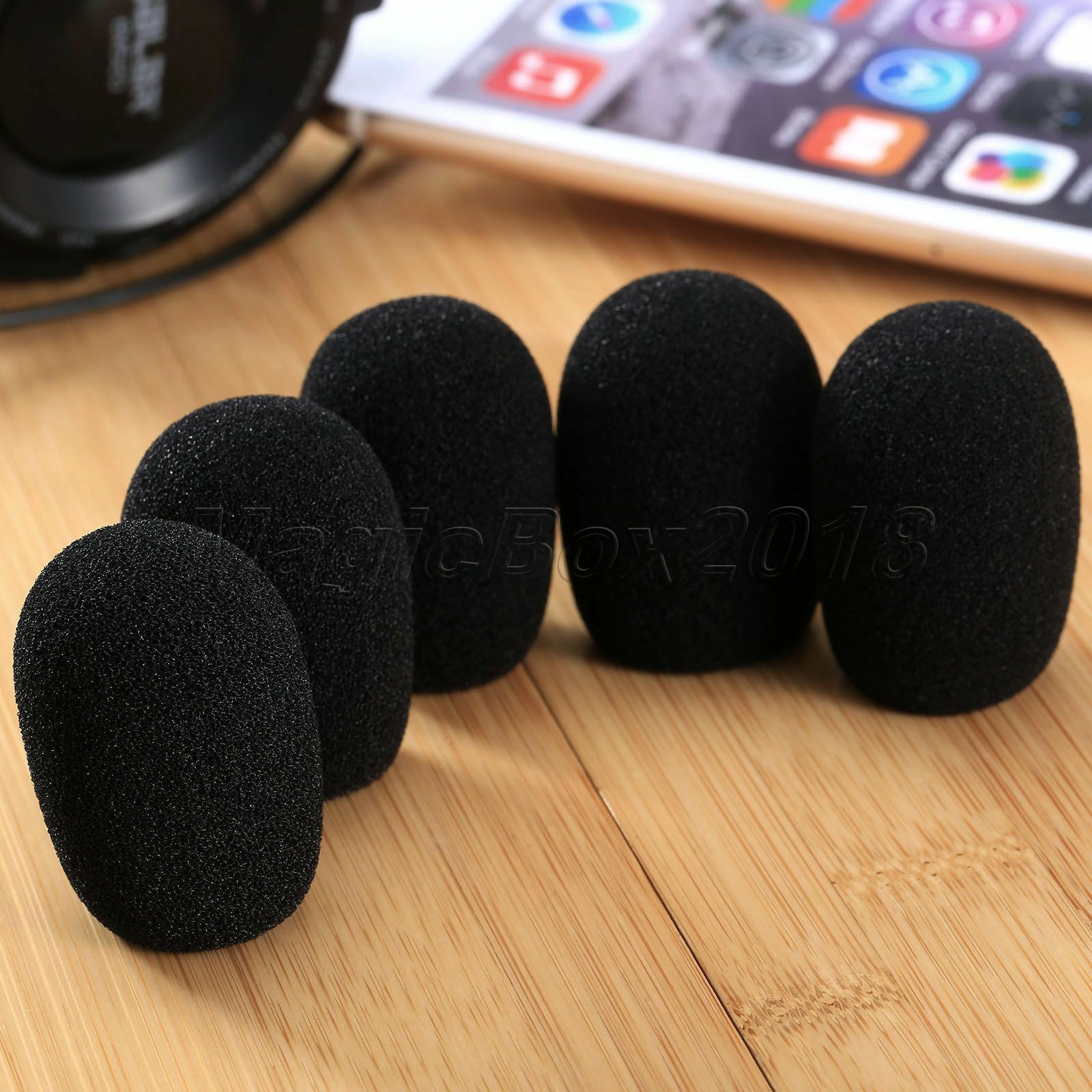 40x15mm Handheld Microphone Windscreen Sponge Foam Mic Cover For Karaoke DJ 5PCS