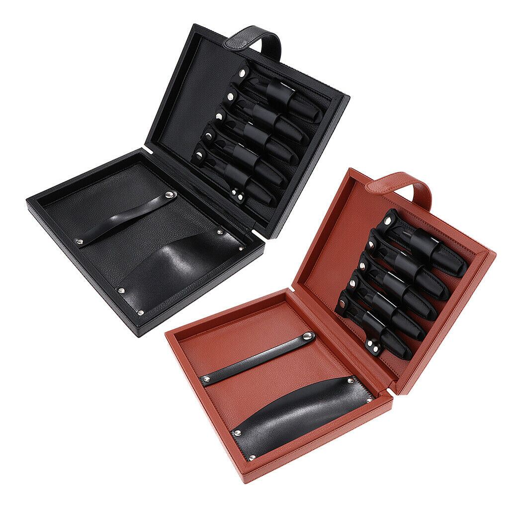 Leather 5 Scissors Holder Bag Haircut Tools Holster Pouch Shears Case Black