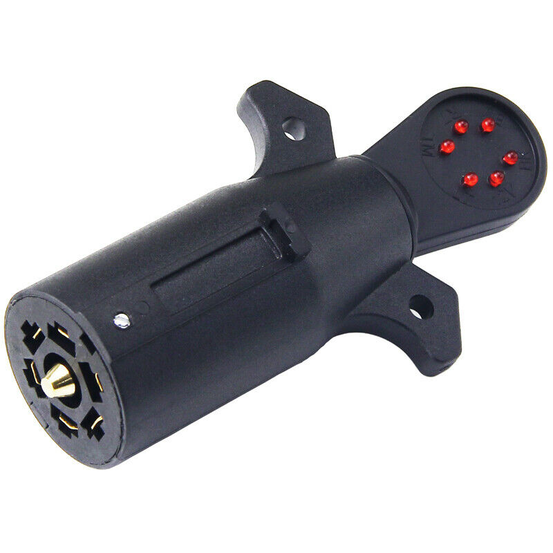 7 Pin Blade Trailer Light Wiring Circuit Tester Round Adapter Plug For RV Boats