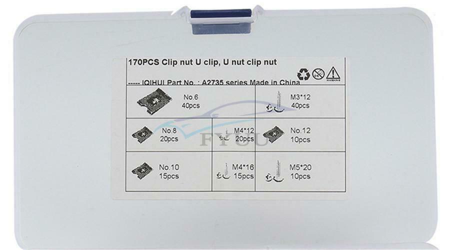 170PCS Galvanized Multicolor U Nut Clip Tool Kit with Flange Tapping Screws