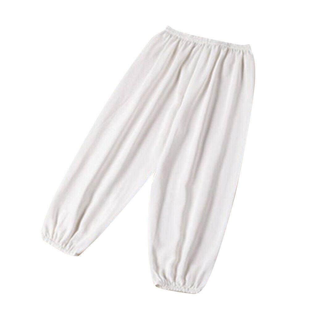Kids Lightweight Breathable Leisure Pants Summer Silk Trousers - White