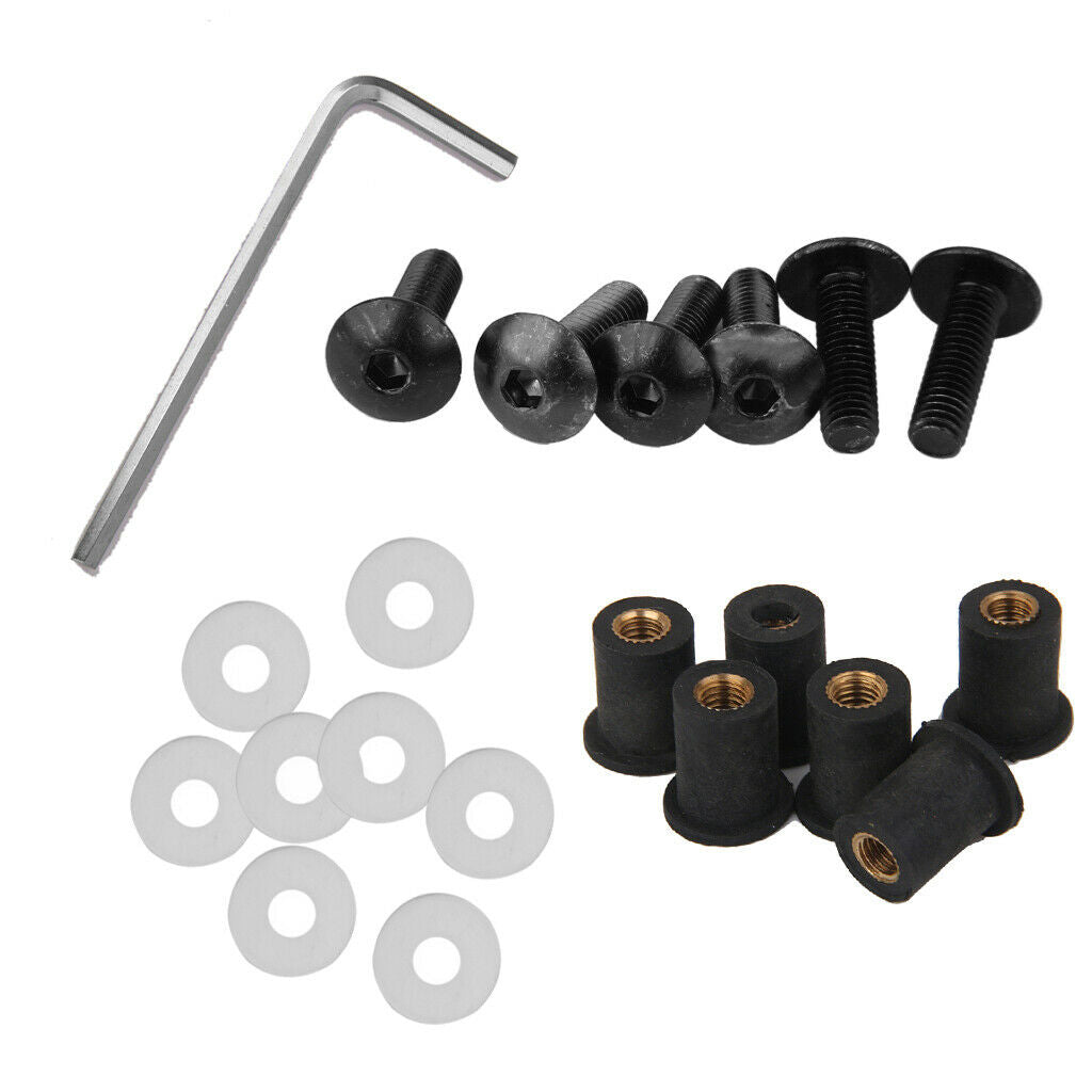 Motorcycle Fairing Bolts/ Windshield Screws/ Windscreen Bolts, 12 Piece (Red &