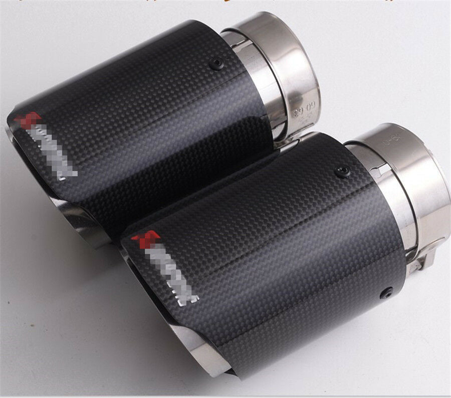 100% Real Carbon Fiber Exhaust Tips 63mm Inlet/114mm outlet Car Muffler Pipe 1X