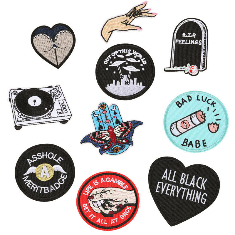 10x Embroidered Iron On Sew On Patches Set Badge Bag Fabric Applique Craf.l8