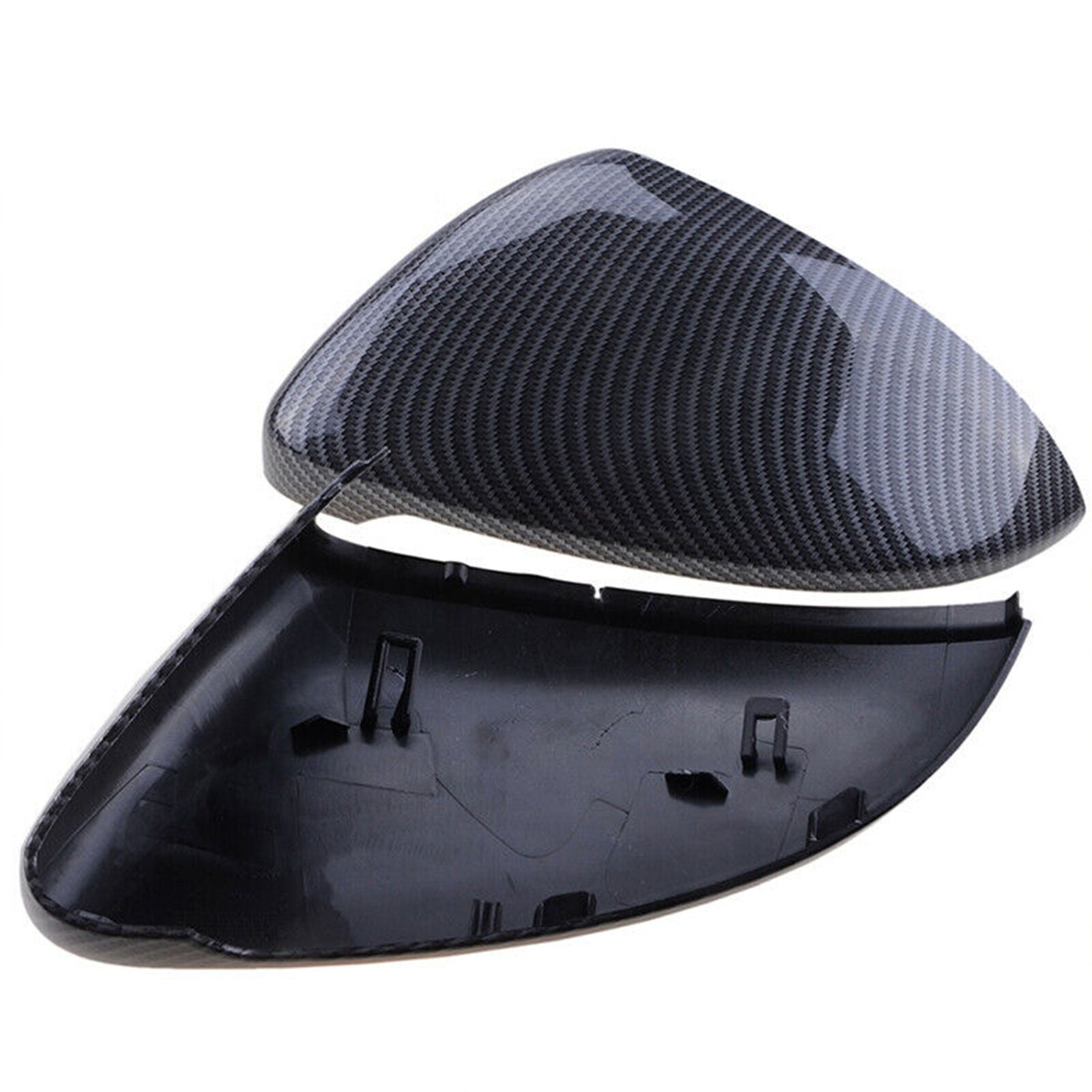 Pair Carbon Fiber Black Replacement Side Mirror Cover Caps For VW Golf GTI MK7 R
