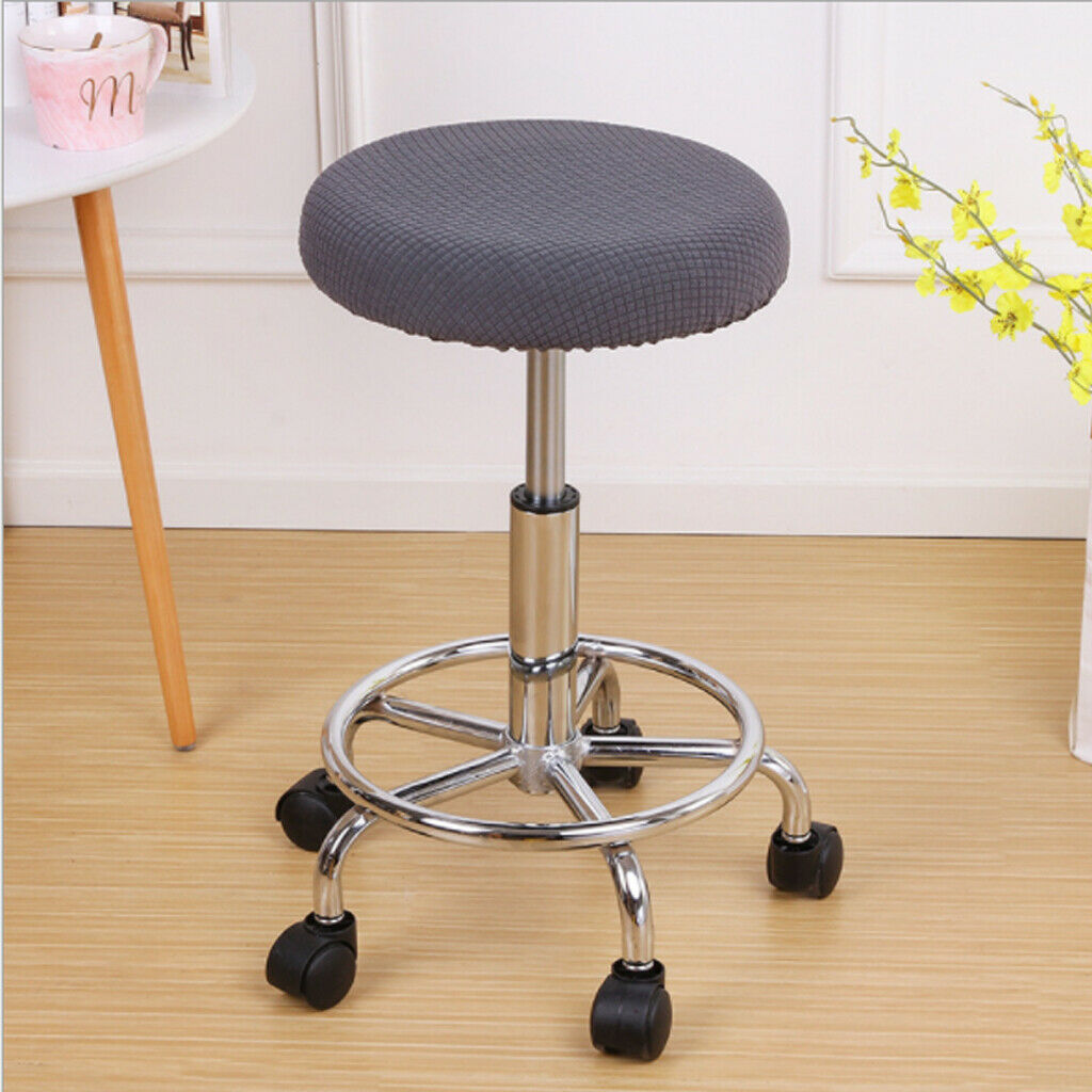 4X Stretchy Round Bar Stool Cover Chair Seat Cushion Fits 30-38cm Deep Grey