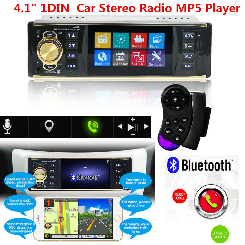 4.1" Car Digital Stereo Radio MP5 Player Bluetooth 1DIN SD USB FM Audio Charger