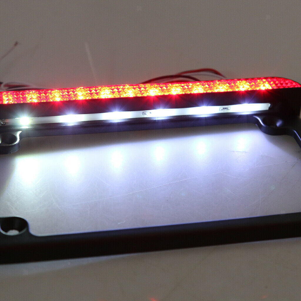 Universal Motorcycle Black Aluminum License Plate Frame With LED Brake Light