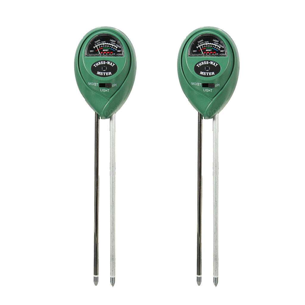 2pcs 3 in 1 pH Garden Soil Tester LCD Temperature Moisture Sunlight Meter